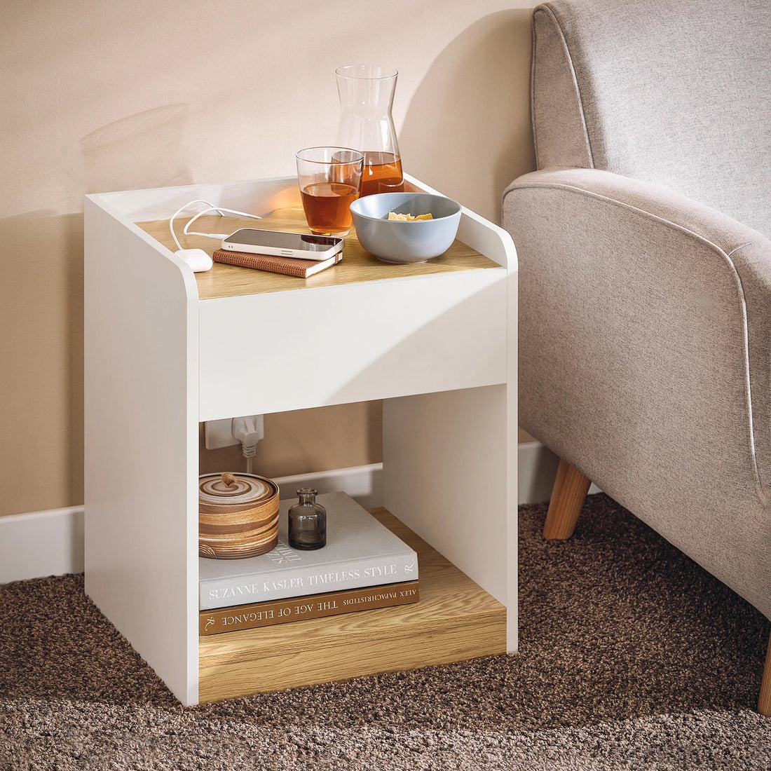 Table de chevet à compartiment ouvert B45 x T40 x H55cm - vente privée 14:29;200007763:201336101