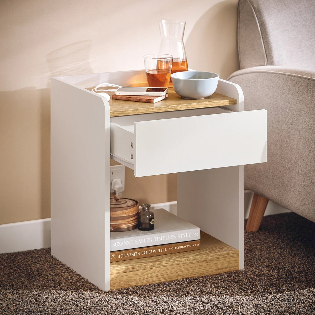 Table de chevet à compartiment ouvert B45 x T40 x H55cm - vente privée 14:29;200007763:201336101