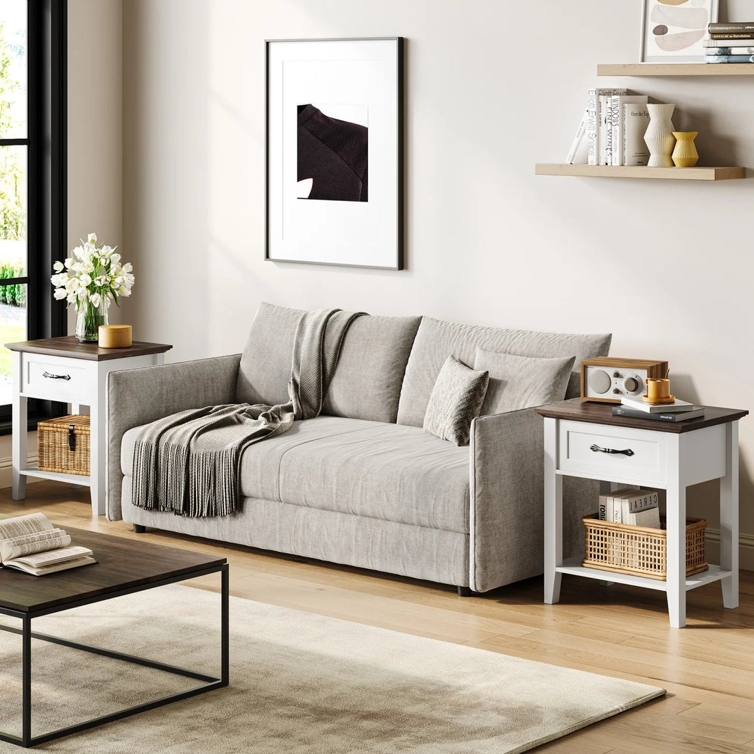 Table de chevet ancien 1 tiroir - vente privée 14:10Grey-1pc;200007763:203372089