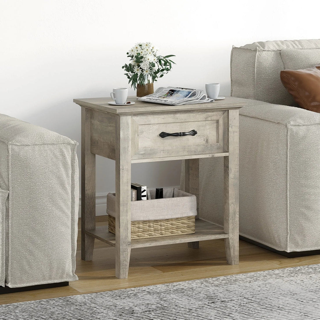 Table de chevet ancien 1 tiroir - vente privée 14:10Grey-1pc;200007763:203372089
