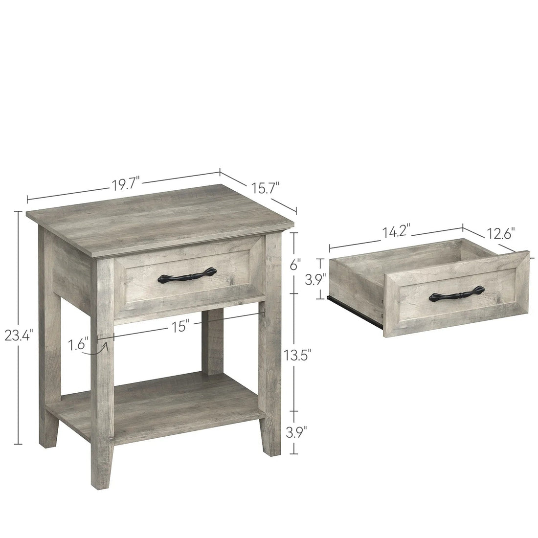 Table de chevet ancien 1 tiroir - vente privée 14:10Grey-1pc;200007763:203372089