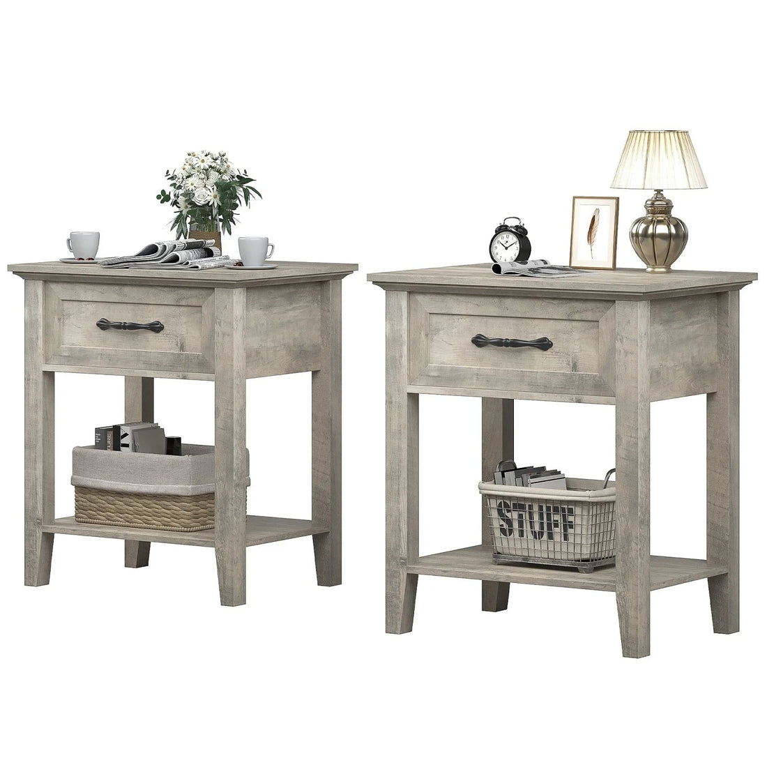 Table de chevet ancien 1 tiroir - vente privée 14:193Grey-2pcs;200007763:203372089