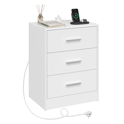Table de chevet avec prise 3 tiroirs blanc - vente privée 14:29white 1 piece;200007763:201336101