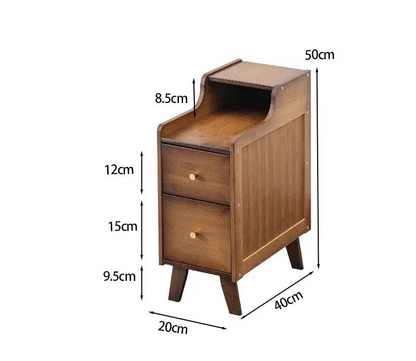 Table de chevet avec tiroir et en bois de bambou - vente privée 14:10W20cm brown color