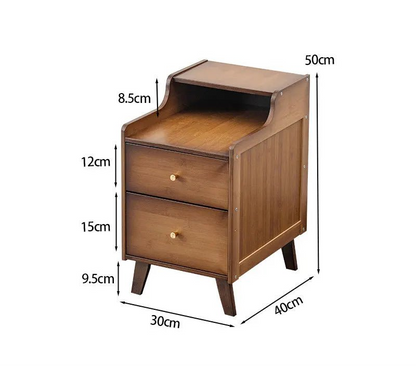 Table de chevet avec tiroir et en bois de bambou - vente privée 14:173W30cm brown color
