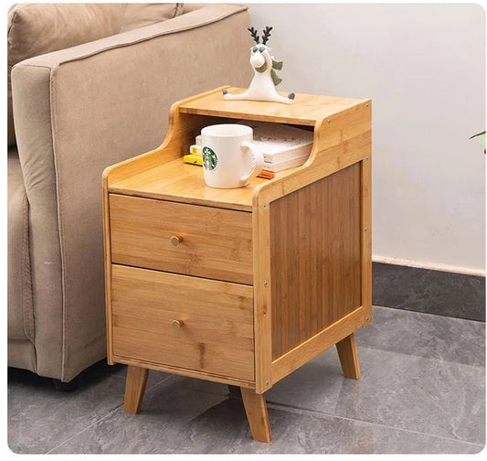 Table de chevet avec tiroir et en bois de bambou - vente privée 14:175W20cm wood color