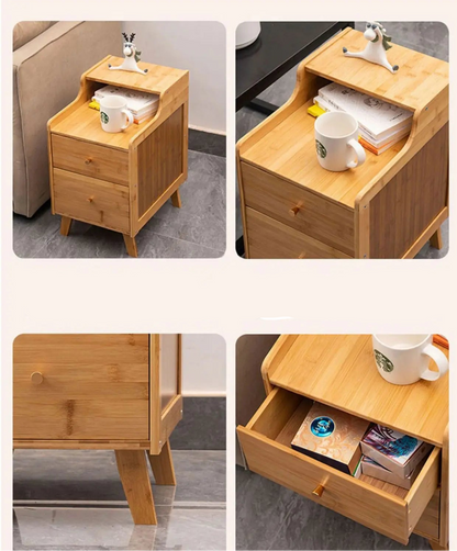 Table de chevet avec tiroir et en bois de bambou - vente privée 14:175W20cm wood color