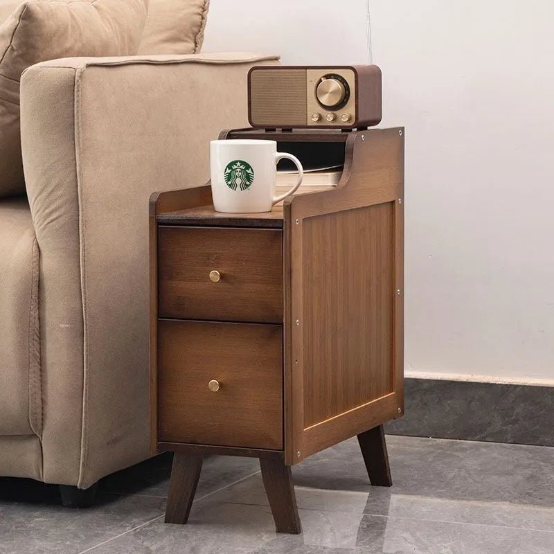 Table de chevet avec tiroir et en bois de bambou - vente privée 14:175W20cm wood color