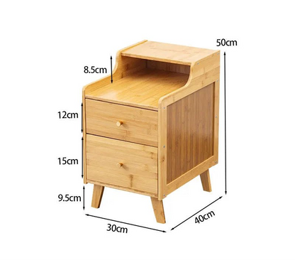 Table de chevet avec tiroir et en bois de bambou - vente privée 14:29W30cm wood color