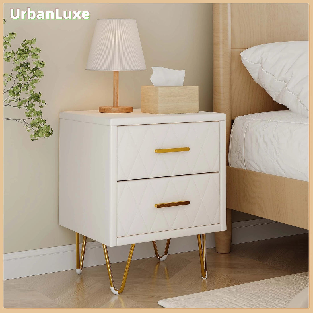 Table de chevet beige à 2 tiroirs style moderne - vente privée 14:200844060Beige;200007763:201336101