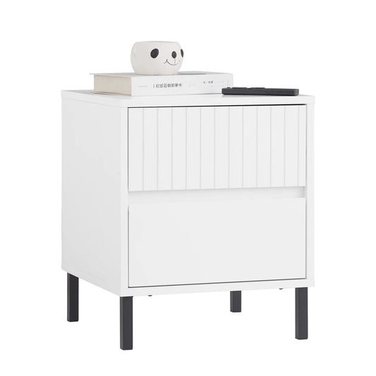 Table de chevet blanche à 4 pieds noirs - vente privée 14:29;200007763:201336101