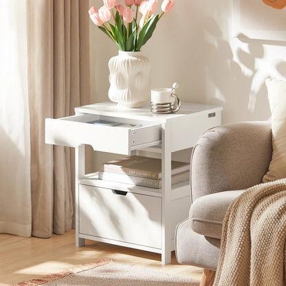 Table de chevet blanche de 45x55x38cm - ARENA - vente privée 14:29;200007763:201336101