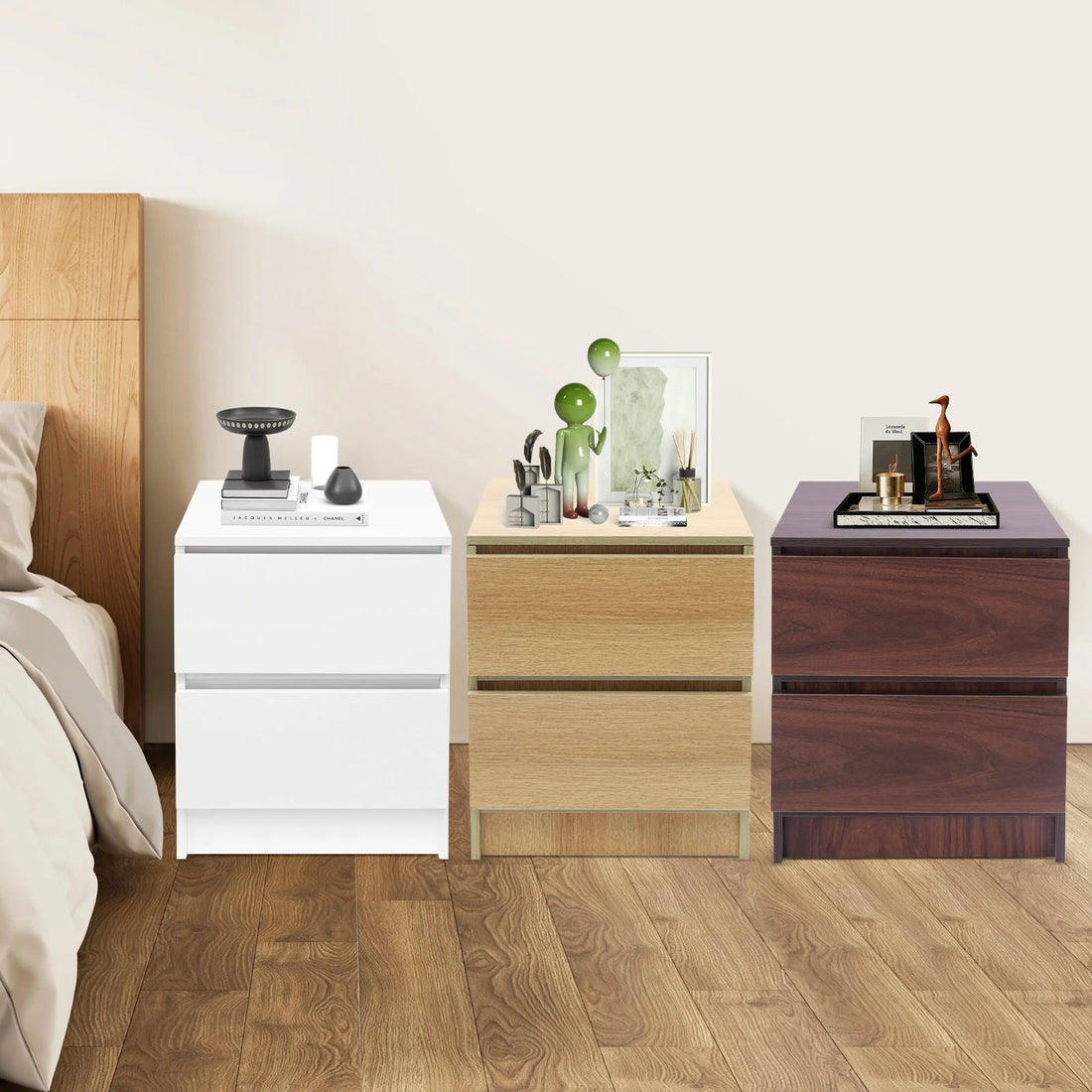 Table de chevet bois massif avec petite commode à 2 tiroirs - vente privée 14:173Warm White;200007763:201336101