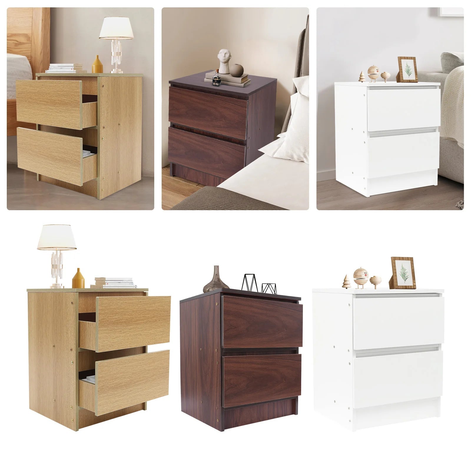 Table de chevet bois massif avec petite commode à 2 tiroirs - 14:173Warm White;200007763:201336101