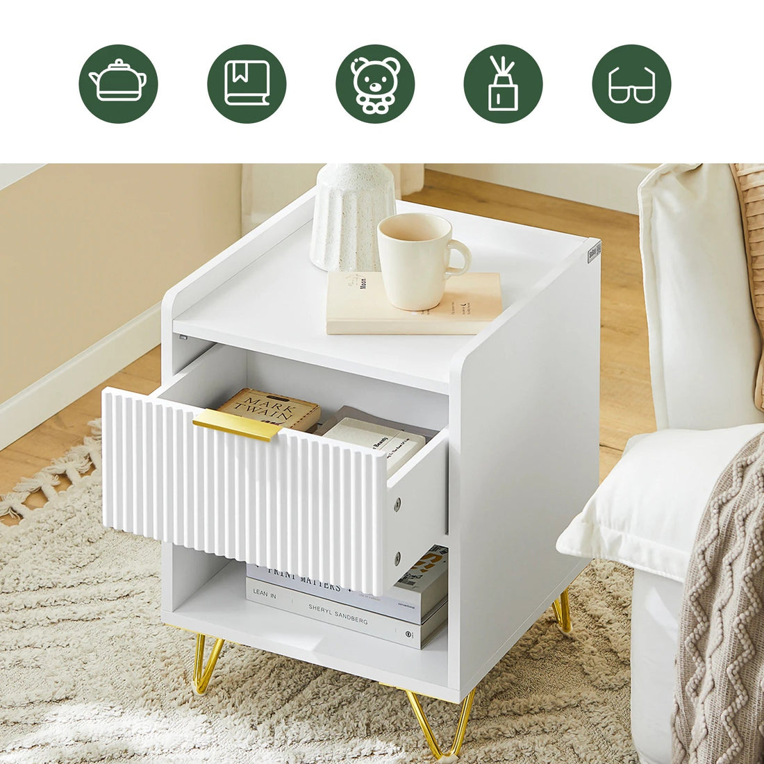Table de chevet cabinet 40x40x51cm - VIRGINIE - vente privée 14:29;200007763:201336101