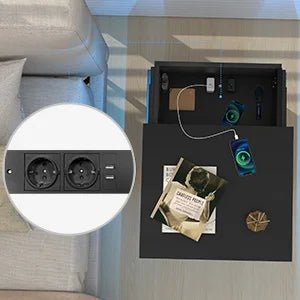 Table de Chevet design noir avec 3 Tiroirs et LED - vente privée 14:193;200007763:201336101