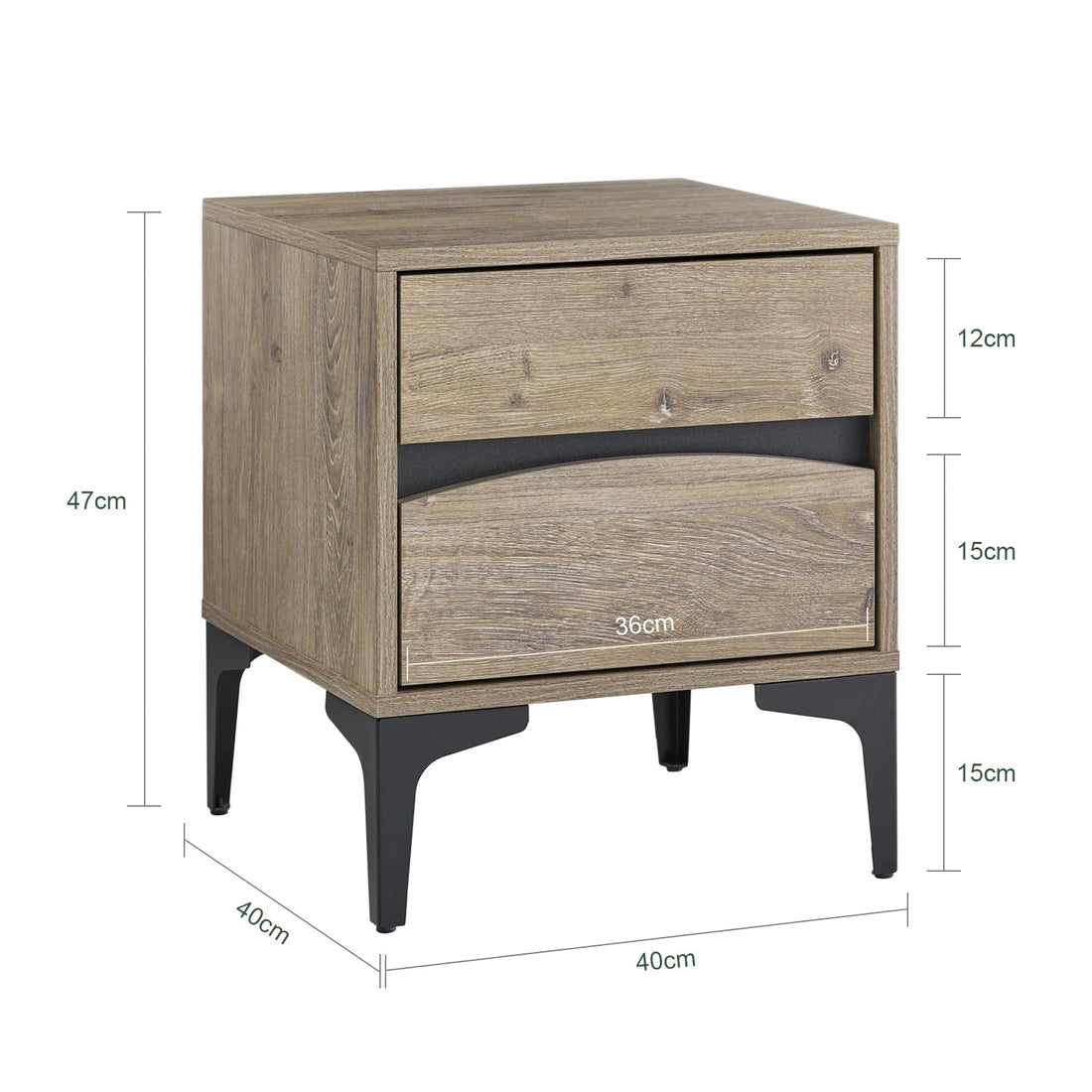 Table de chevet en bois avec 2 tiroirs - 40x40x47cm - vente privée 14:365458vintage;200007763:201336101