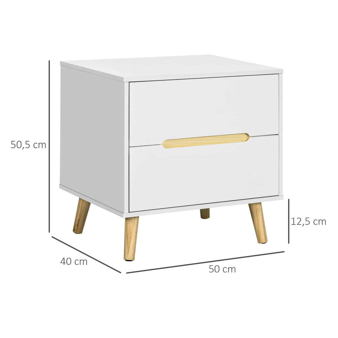 Table de chevet en bois massif 2 tiroirs - 50X40X50.5 cm - vente privée 14:-1;200007763:201336104;5:-1