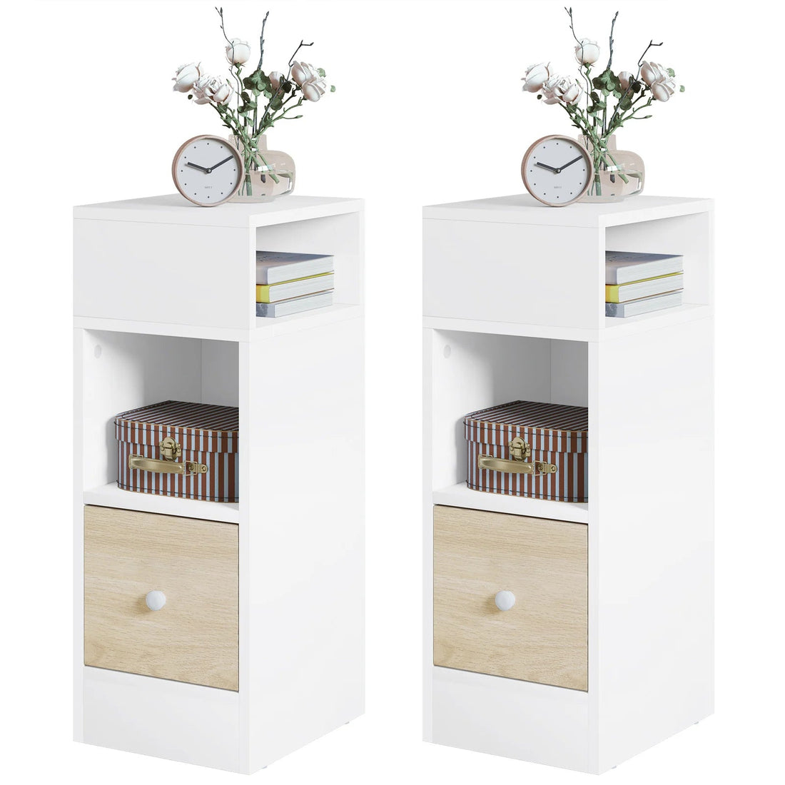 Table de chevet étroite 2 pcs pour chambre moderne - vente privée 14:200006155;200007763:201336101
