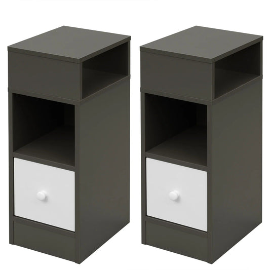 Table de chevet étroite 2 pcs pour chambre moderne - vente privée 14:200006155;200007763:201336101