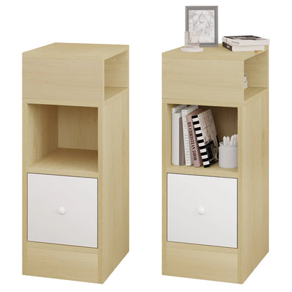 Table de chevet étroite 2 pcs pour chambre moderne - vente privée 14:29Light Oak;200007763:201336101