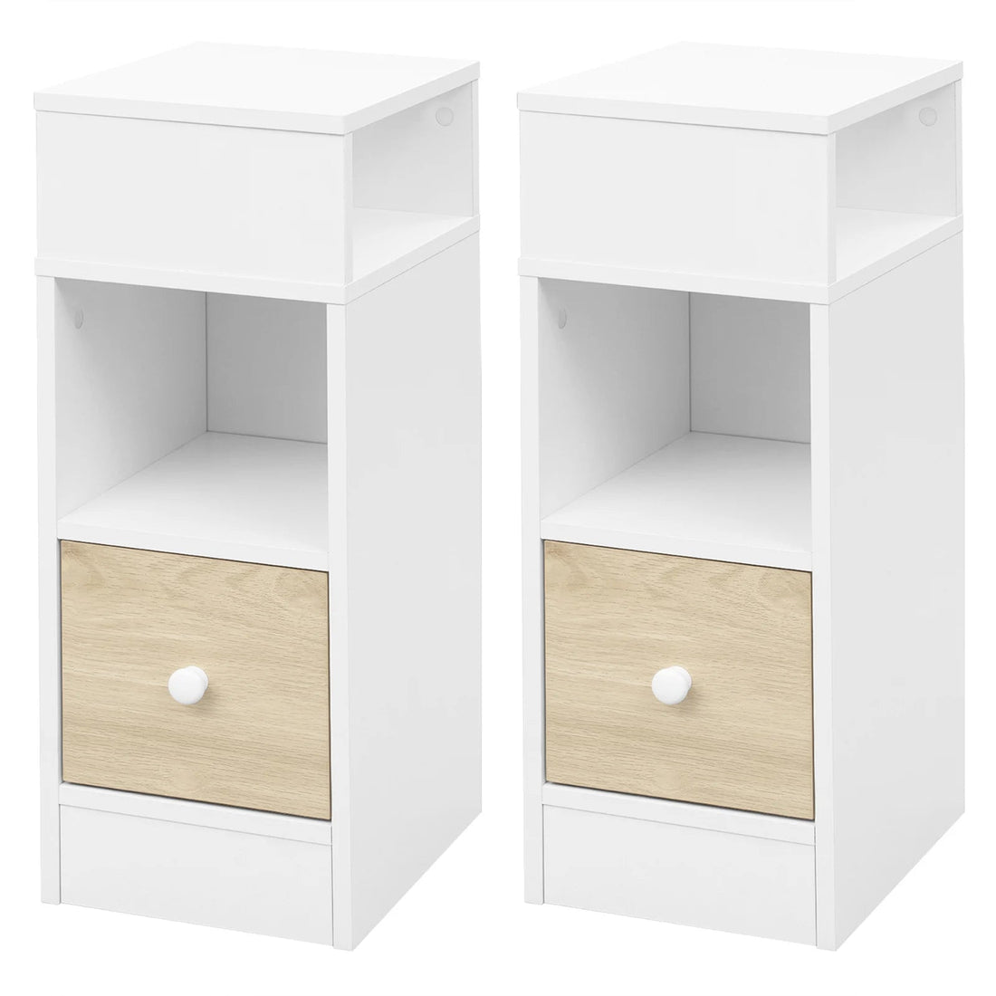 Table de chevet étroite 2 pcs pour chambre moderne - vente privée 14:365458White and Oak;200007763:201336101