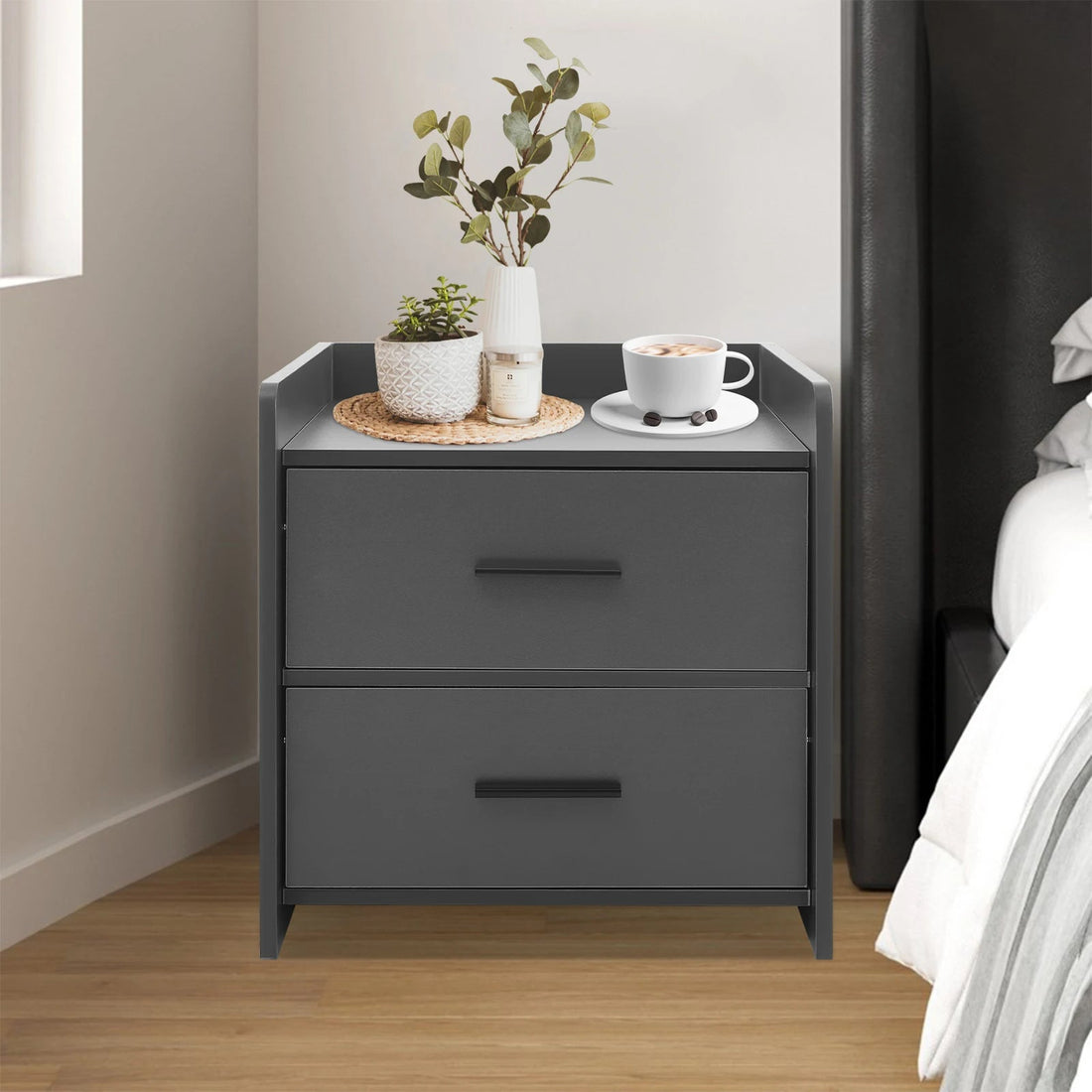 Table de chevet idéale pour chambre à deux tiroirs - vente privée 14:691Gray;200007763:203287806