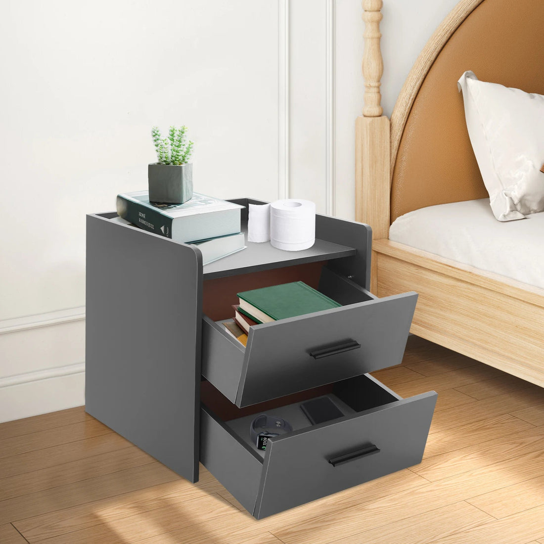 Table de chevet idéale pour chambre à deux tiroirs - vente privée 14:691Gray;200007763:203287806