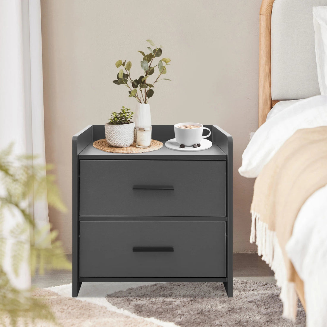 Table de chevet idéale pour chambre à deux tiroirs - vente privée 14:691Gray;200007763:203287806