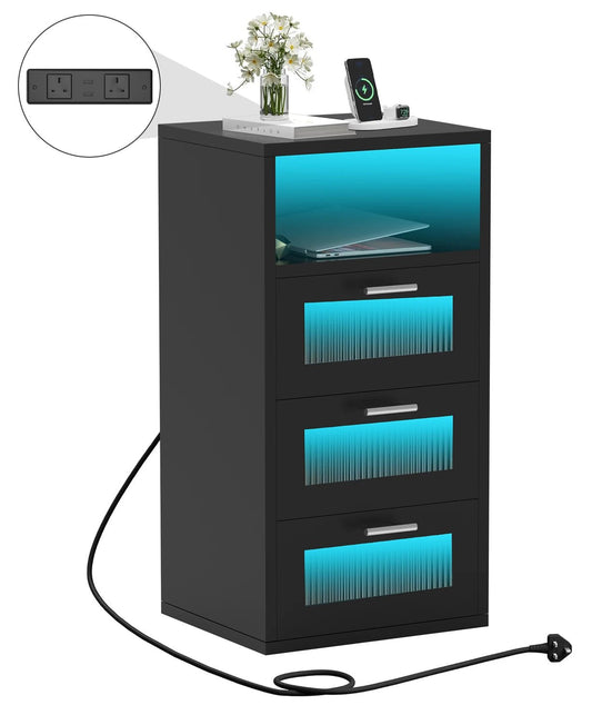 Table de chevet led avec station de recharge - vente privée 14:193;200007763:201336101;5:1000140643 Drawers