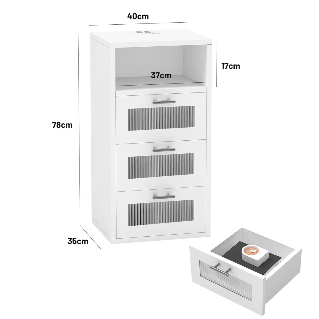 Table de chevet led avec station de recharge - vente privée 14:193;200007763:201336101;5:1000140643 Drawers