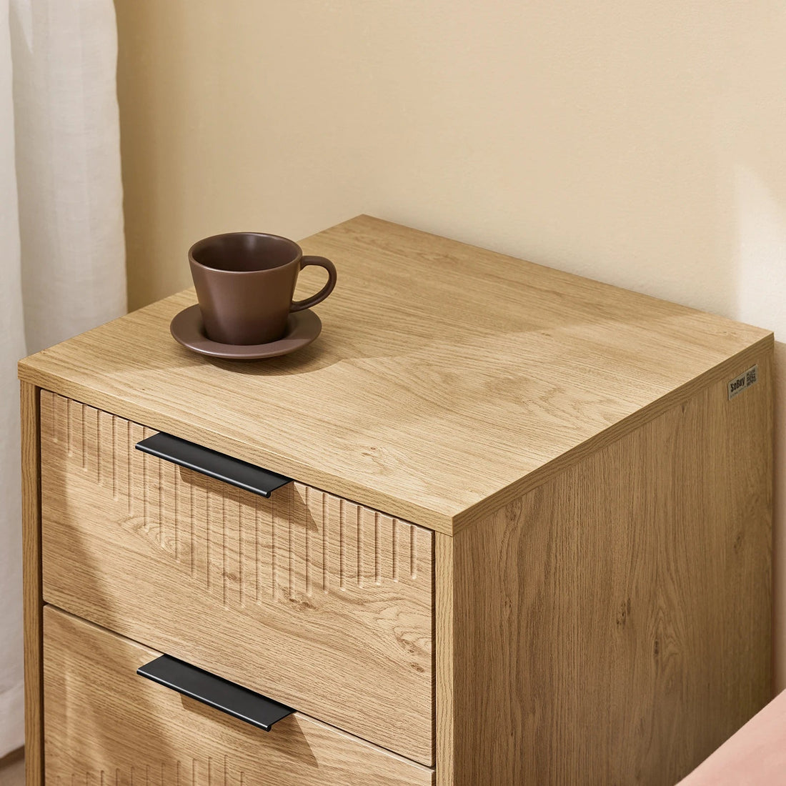 Table de chevet marron de type moderne avec tiroirs - 40x42x47 - vente privée 14:200006154nature;200007763:201336101