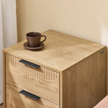 Table de chevet marron de type moderne avec tiroirs - 40x42x47 - vente privée 14:200006154nature;200007763:201336101