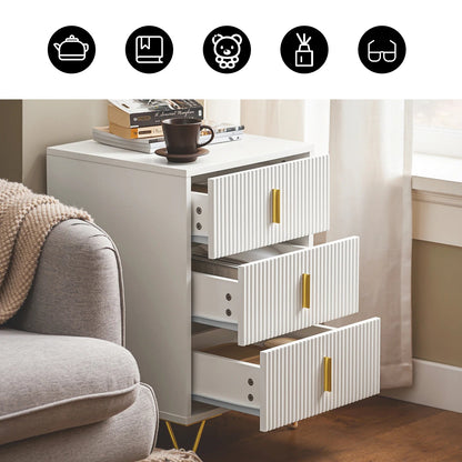 Table de chevet minimaliste avec 3 tiroirs blanches - vente privée 14:193;200007763:201336101