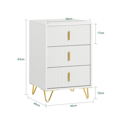 Table de chevet minimaliste avec 3 tiroirs blanches - vente privée 14:193;200007763:201336101