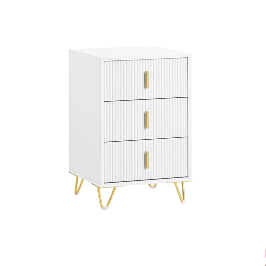 Table de chevet minimaliste avec 3 tiroirs blanches - vente privée 14:193;200007763:201336101