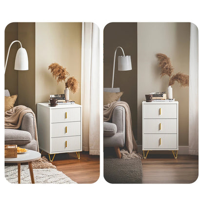 Table de chevet minimaliste avec 3 tiroirs blanches - vente privée 14:193;200007763:201336101