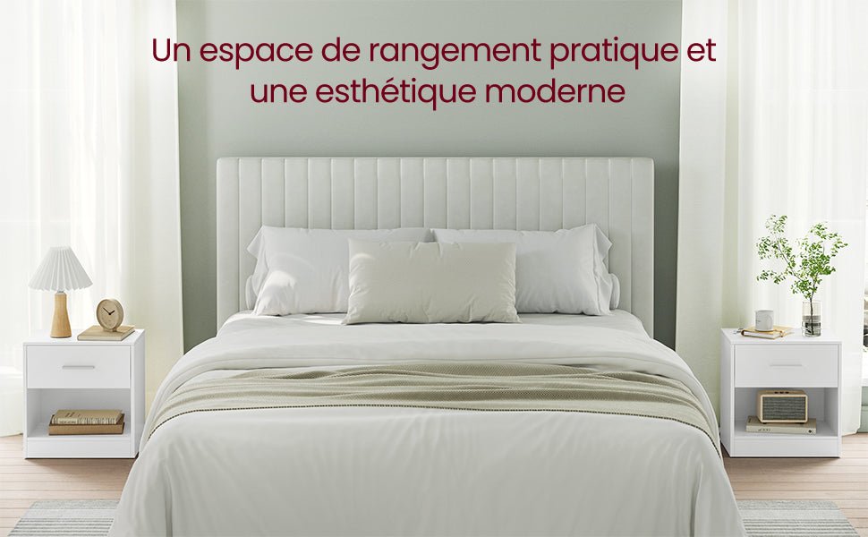 Table de chevet moderne - Lot de 2 - Blanc Classique - vente privée 14:200001438Beige naturel et blanc classique;200007763:201336101