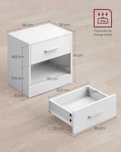 Table de chevet moderne - Lot de 2 - Blanc Classique - vente privée 14:200001438Beige naturel et blanc classique;200007763:201336101
