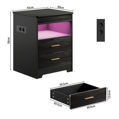 Table de chevet noir et bois avec prise - vente privée 14:193Black;200007763:201336101
