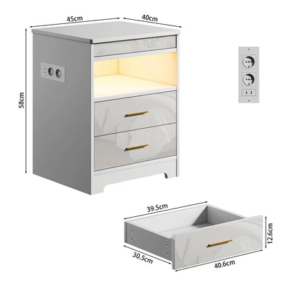 Table de chevet noir et bois avec prise - vente privée 14:29White;200007763:201336101