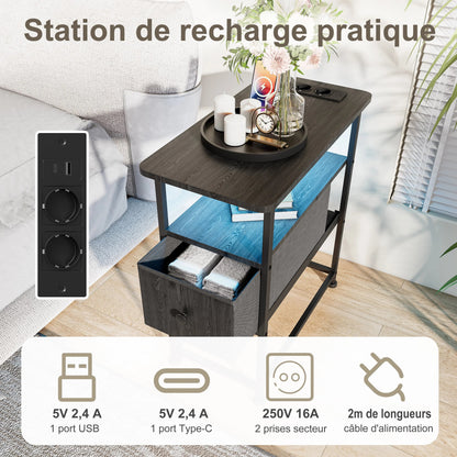 Table de chevet noir moderne design LED - vente privée 14:193;200007763:201336101