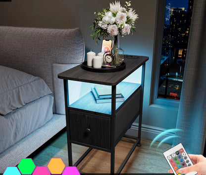 Table de chevet noir moderne design LED - vente privée 14:193;200007763:201336101