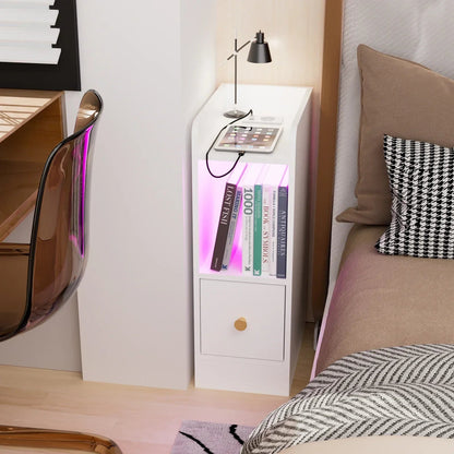 Table de chevet originale pas cher étroite avec LED - vente privée 14:193;200007763:201336101