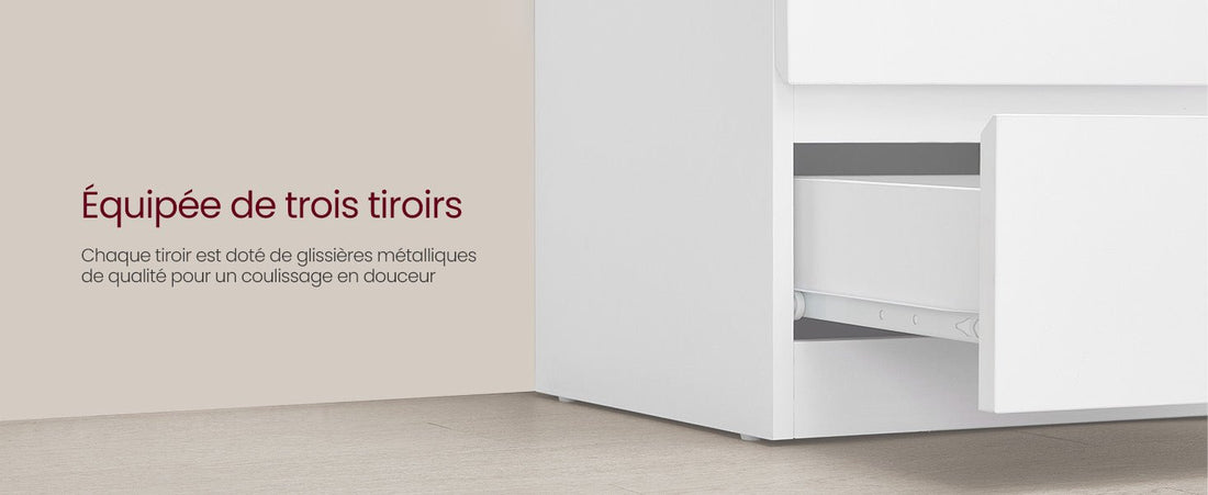 Table de chevet pas chère à LED et 3 tiroirs 2 pcs - vente privée 14:200002130Blanc Lot de 2;200007763:201336342