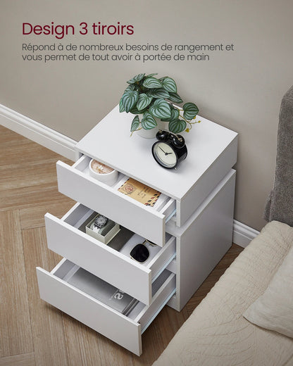 Table de chevet pas chère à LED et 3 tiroirs 2 pcs - vente privée 14:200002130Blanc Lot de 2;200007763:201336342