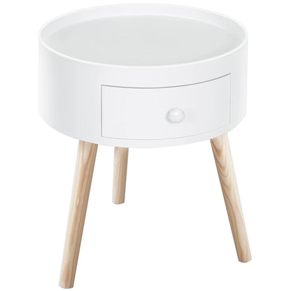 Table de chevet ronde étroite 38X45Cm Blanc - vente privée 200007763:201336104