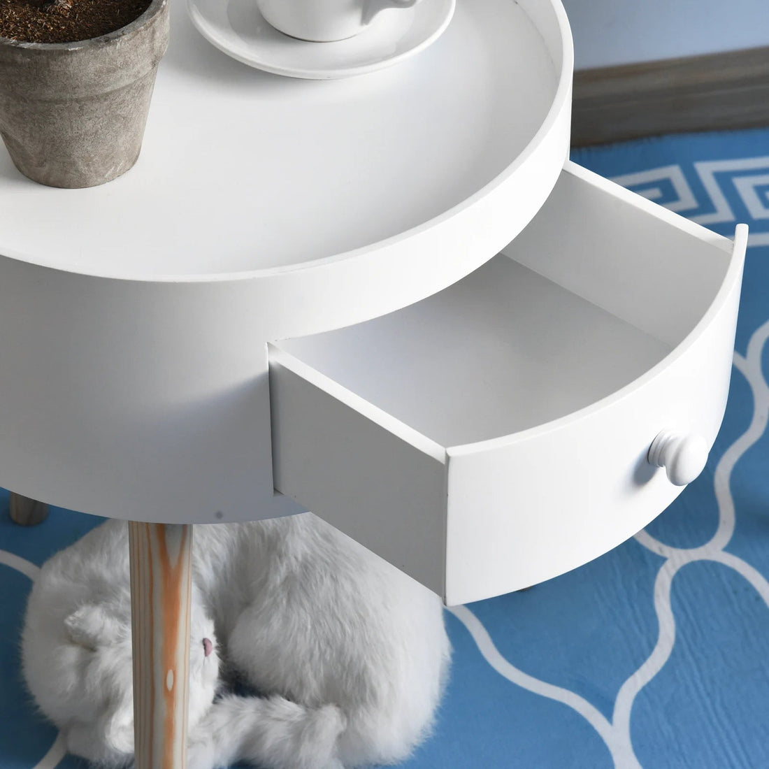 Table de chevet ronde étroite 38X45Cm Blanc - vente privée 200007763:201336104