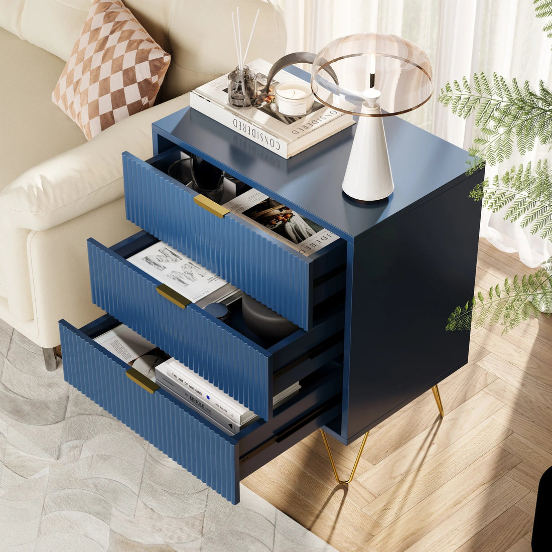 Table de chevet sans tiroir bleu - vente privée 14:200004870Style A;200007763:201336101