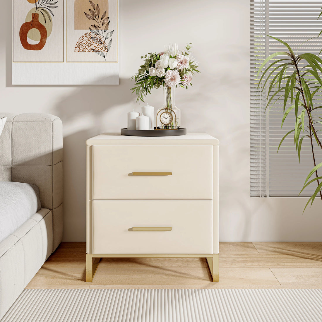 Table de chevet scandinave lot de 2 tables basse de nuit - vente privée 14:29Style A-Beige-PU;200007763:201336101